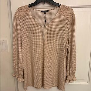 Adrianna Papell Cream and Black Polka Dot Blouse